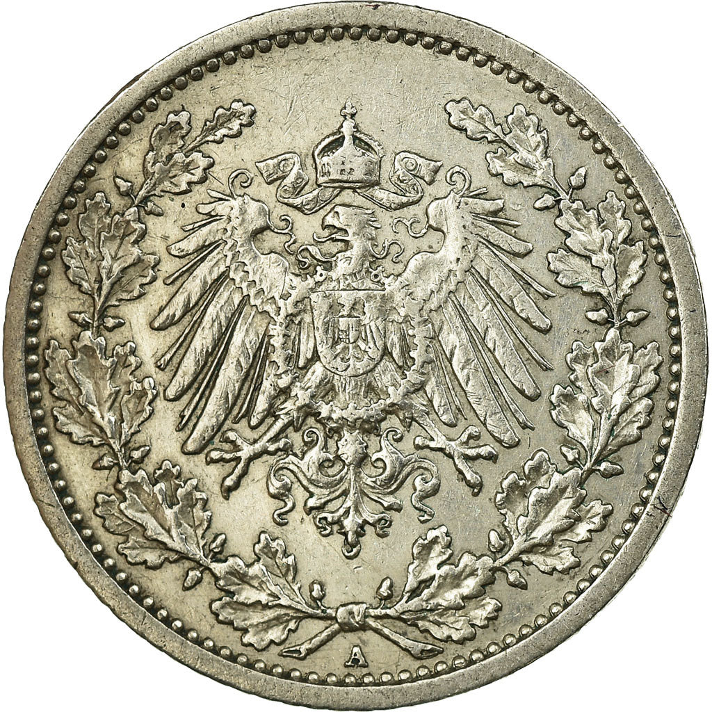 Coin, GERMANY - EMPIRE, 1/2 Mark, 1913, Berlin, EF(40-45), Silver, KM:17