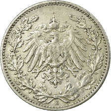 Coin, GERMANY - EMPIRE, 1/2 Mark, 1916, Muldenhütten, EF(40-45), Silver, KM:17
