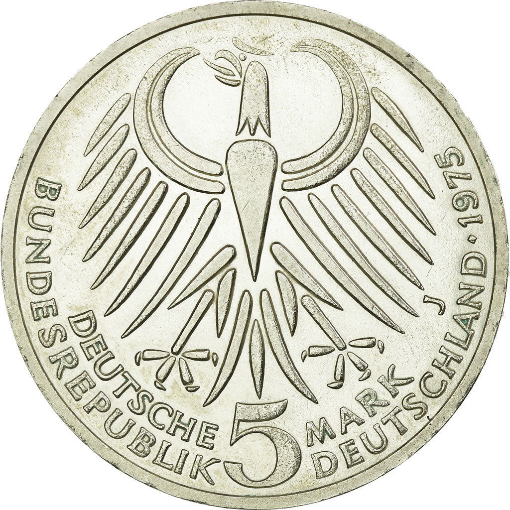 Munten, Federale Duitse Republiek, 5 Mark, 1975, Hamburg, Germany, PR, Zilver