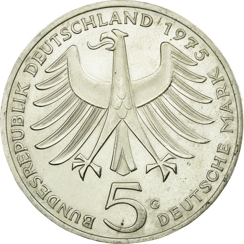 Coin, GERMANY - FEDERAL REPUBLIC, 5 Mark, 1975, Karlsruhe, Germany, EF(40-45)