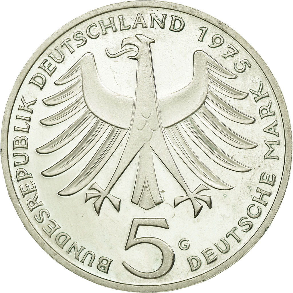 Moneta, GERMANIA - REPUBBLICA FEDERALE, 5 Mark, 1975, Karlsruhe, Germany, Proof