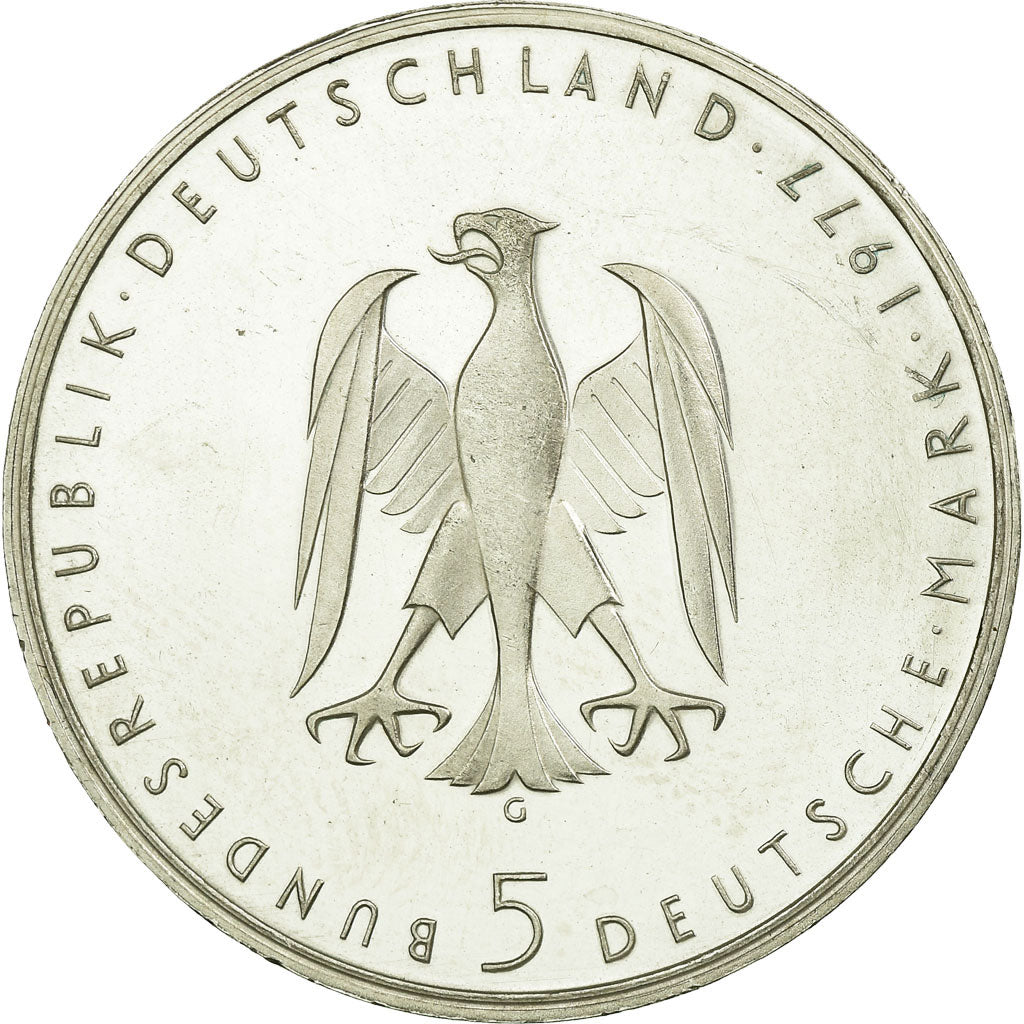 Coin, GERMANY - FEDERAL REPUBLIC, 5 Mark, 1977, Karlsruhe, Germany, EF(40-45)