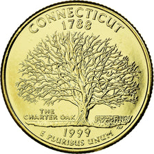 Coin, United States, Connecticut, Quarter, 1999, U.S. Mint, AU(55-58), Gold