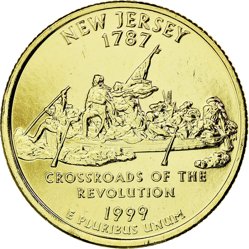 Munten, Verenigde Staten, New Jersey, Quarter, 1999, U.S. Mint, PR, Verguld