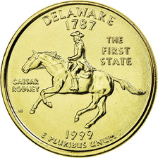 Coin, United States, Delaware, Quarter, 1999, U.S. Mint, AU(55-58), Gold plated