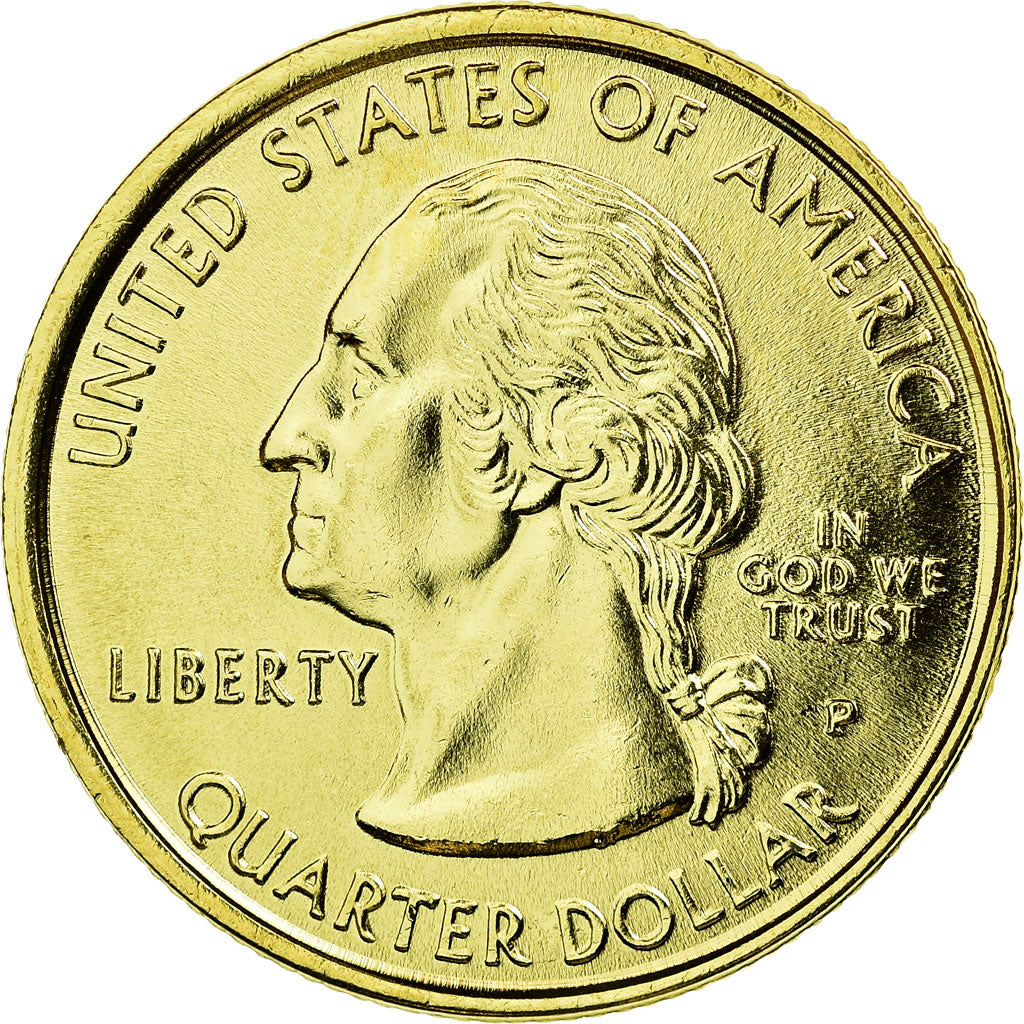 Coin, United States, Delaware, Quarter, 1999, U.S. Mint, AU(55-58), Gold plated