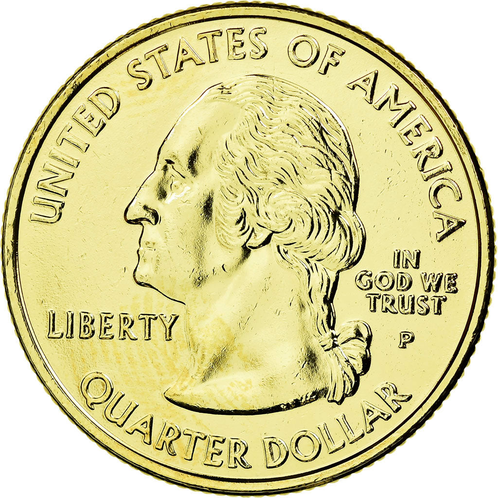 Coin, United States, Virginia, Quarter, 2000, U.S. Mint, AU(55-58), Gold plated