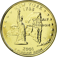 Munten, Verenigde Staten, New York, Quarter, 2001, U.S. Mint, PR, Verguld metaal