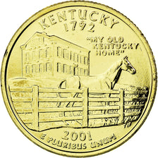 Moneda, Estados Unidos, Kentucky, Quarter, 2001, U.S. Mint, EBC, Gold plated