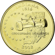 Münze, Vereinigte Staaten, Indiana, Quarter, 2002, U.S. Mint, VZ, Gold plated