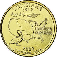 Munten, Verenigde Staten, Louisiana, Quarter, 2002, U.S. Mint, PR, Verguld