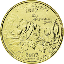 Moneta, USA, Mississippi, Quarter, 2002, U.S. Mint, AU(55-58), Pozłacany
