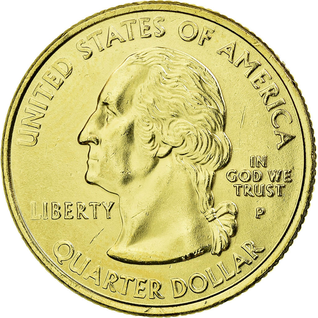 Moneta, USA, Mississippi, Quarter, 2002, U.S. Mint, AU(55-58), Pozłacany