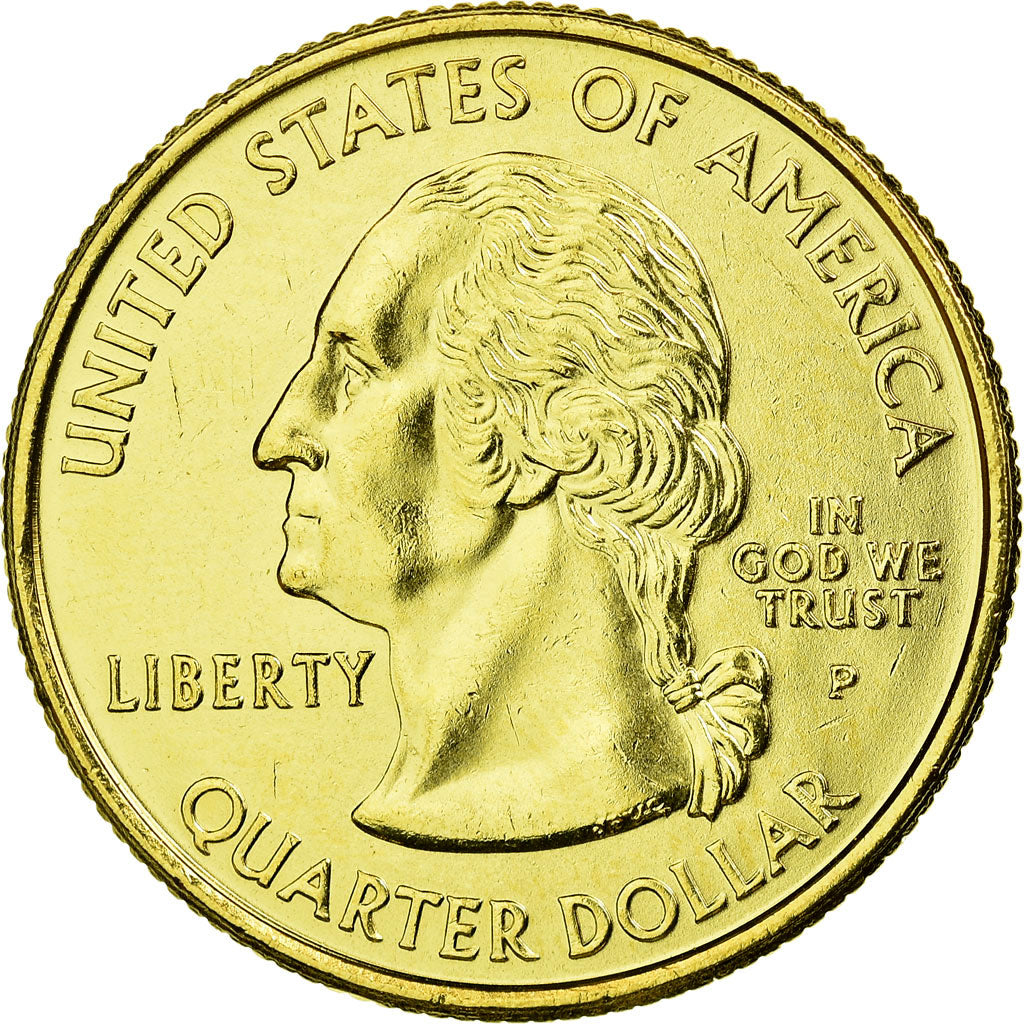 Coin, United States, Florida, Quarter, 2004, U.S. Mint, AU(55-58), Gold plated