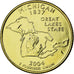 Coin, United States, Michigan, Quarter, 2004, U.S. Mint, AU(55-58), Gold plated