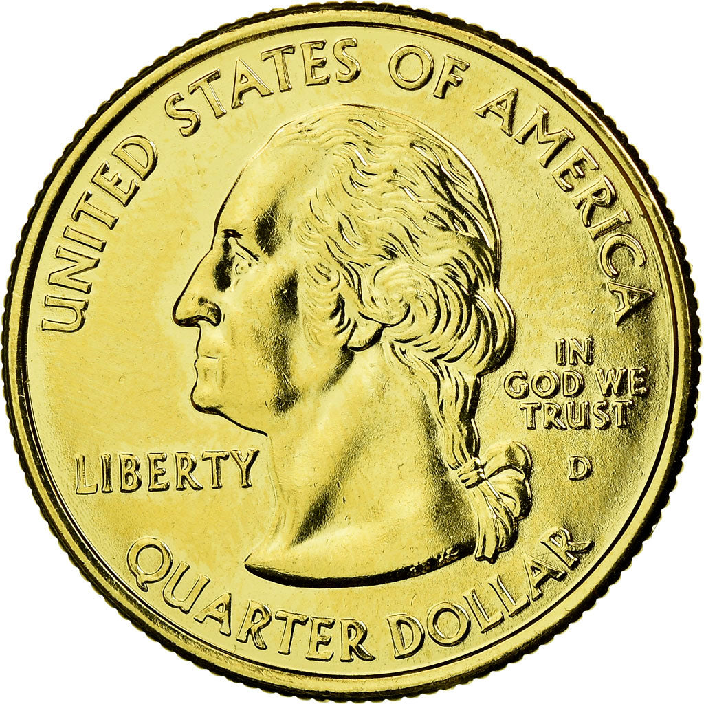 Coin, United States, Michigan, Quarter, 2004, U.S. Mint, AU(55-58), Gold plated