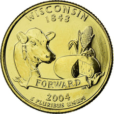 Moneta, USA, Winconsin, Quarter, 2004, U.S. Mint, AU(55-58), Pozłacany