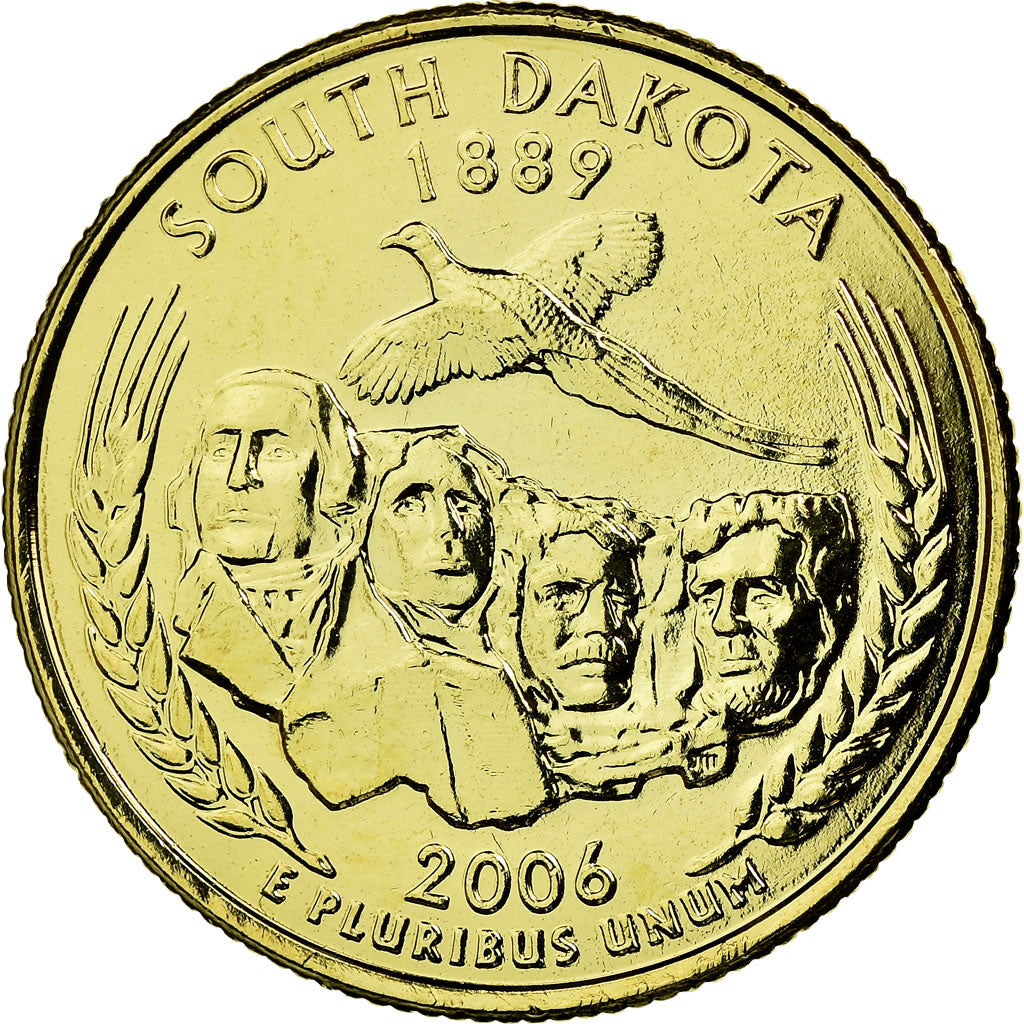 Moneda, Estados Unidos, South Dakota, Quarter, 2006, U.S. Mint, EBC, Gold plated