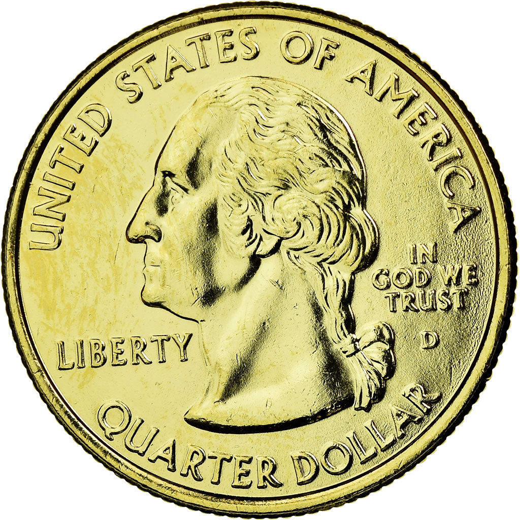 Coin, United States, Oklahoma, Quarter, 2008, U.S. Mint, AU(55-58), Gold plated