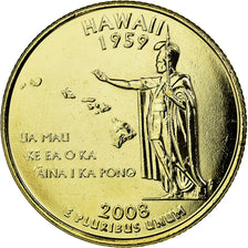Coin, United States, Hawaii, Quarter, 2008, U.S. Mint, AU(55-58), Gold plated