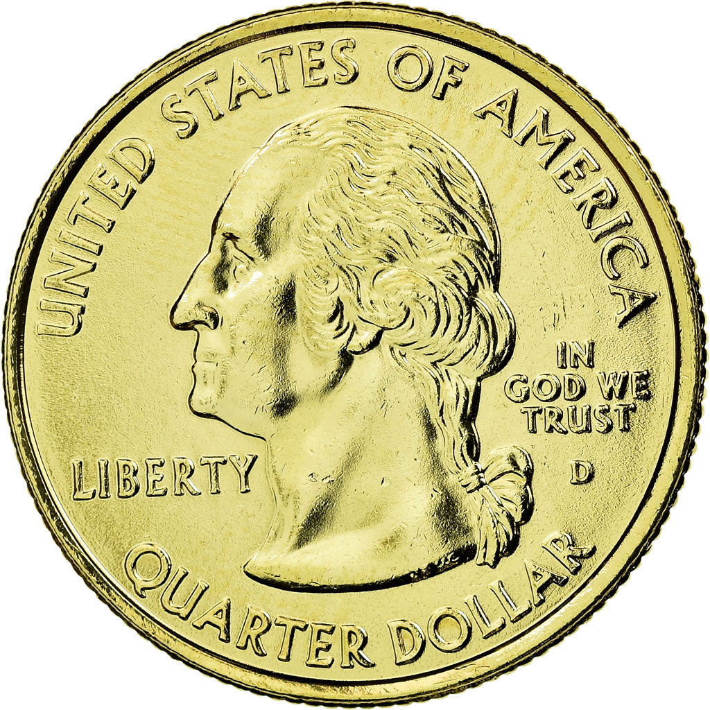 Coin, United States, Hawaii, Quarter, 2008, U.S. Mint, AU(55-58), Gold plated