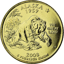 Coin, United States, Alaska, Quarter, 2008, U.S. Mint, AU(55-58), Gold plated