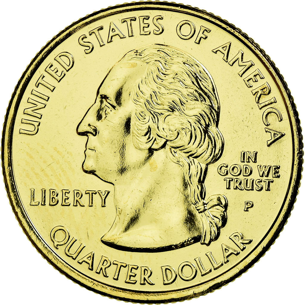 Coin, United States, Alaska, Quarter, 2008, U.S. Mint, AU(55-58), Gold plated