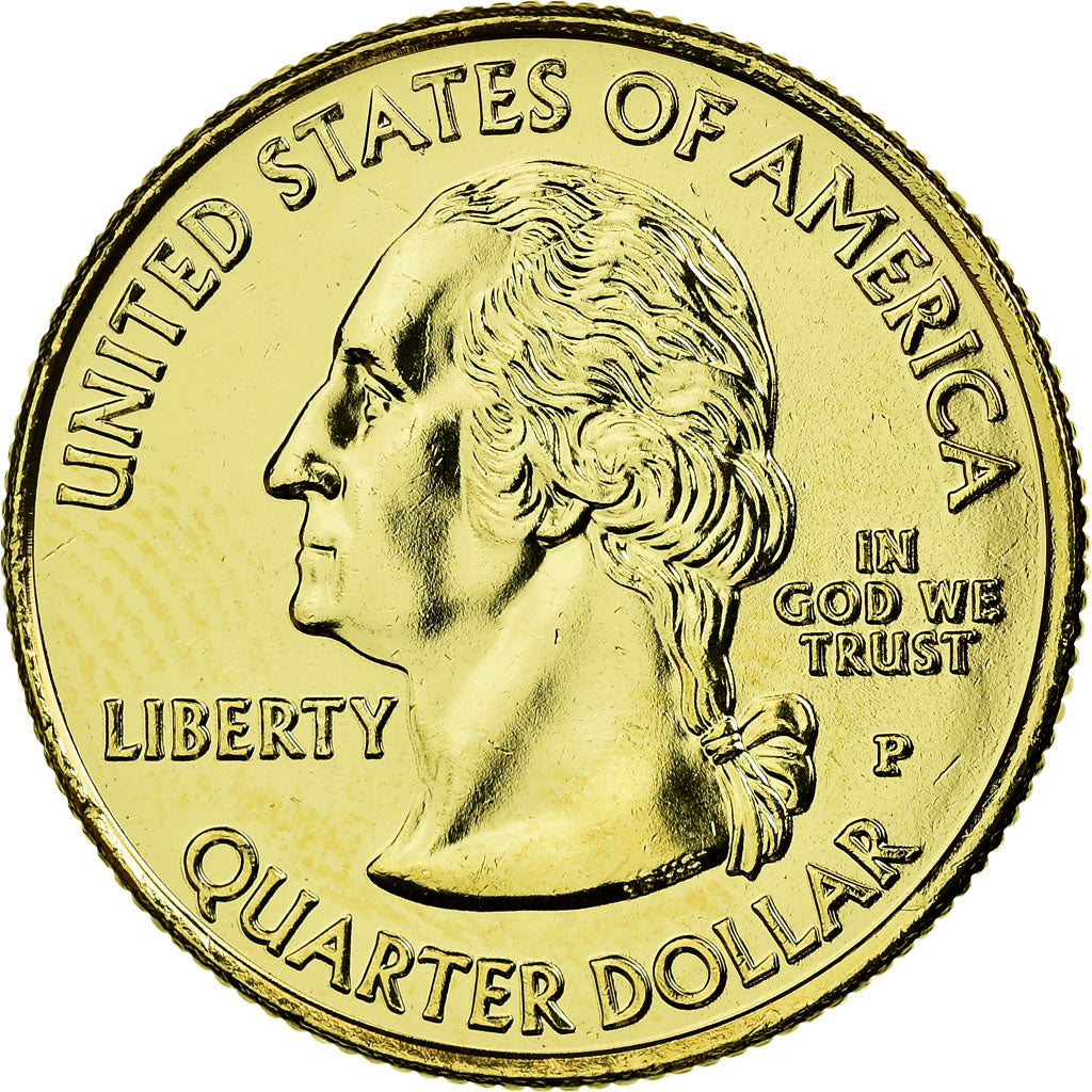 Coin, United States, Guam, Quarter, 2009, U.S. Mint, AU(55-58), Gold plated