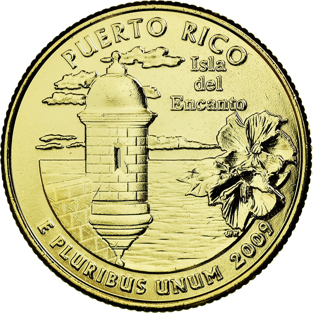 Monnaie, États-Unis, Puerto Rico, Quarter, 2009, U.S. Mint, SUP, Métal doré