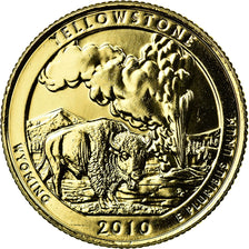 Coin, United States, Yellowstone, Quarter, 2010, U.S. Mint, AU(55-58), Gold