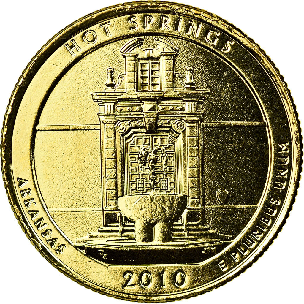 Munten, Verenigde Staten, Hot Springs, Quarter, 2010, U.S. Mint, PR, Verguld