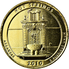 Munten, Verenigde Staten, Hot Springs, Quarter, 2010, U.S. Mint, PR, Verguld