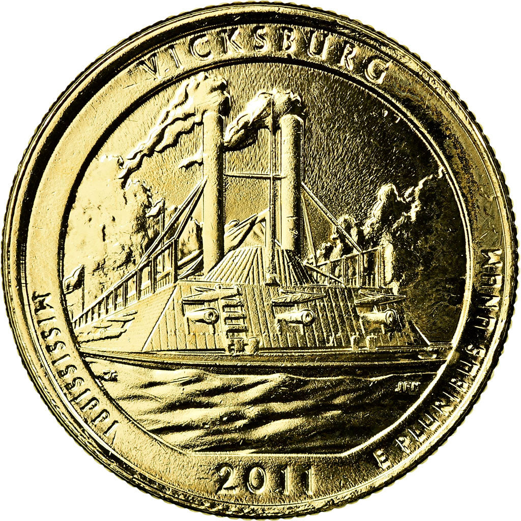 Moneta, Stati Uniti, Vicksburg, Quarter, 2011, U.S. Mint, SPL-, Gold plated