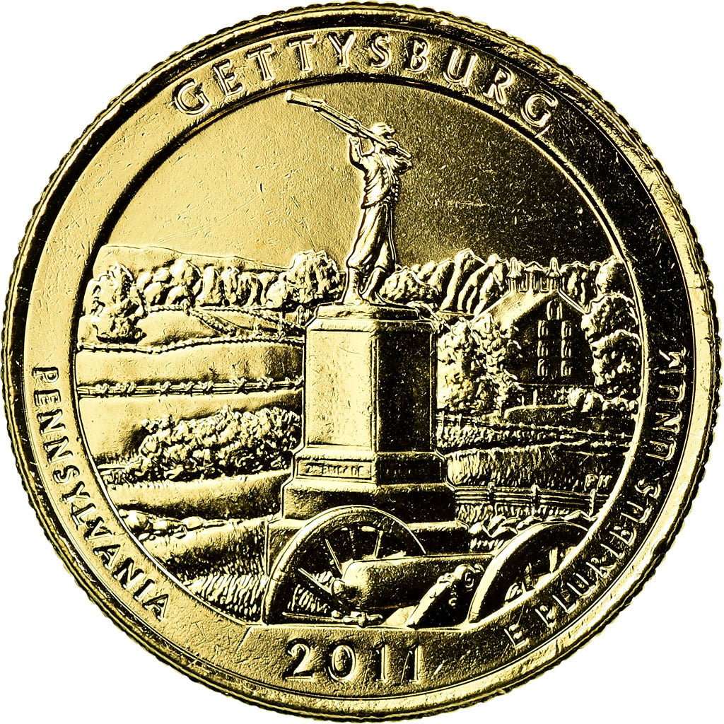 Münze, Vereinigte Staaten, Gettysburg, Quarter, 2011, U.S. Mint, VZ, Gold