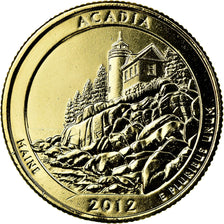 Coin, United States, Acadia, Quarter, 2012, U.S. Mint, AU(55-58), Gold plated