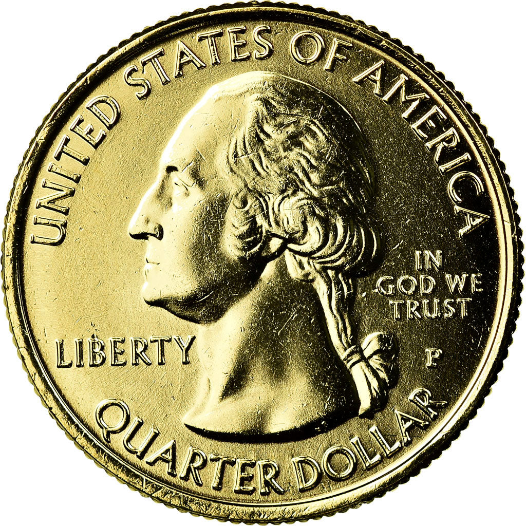 Coin, United States, Acadia, Quarter, 2012, U.S. Mint, AU(55-58), Gold plated