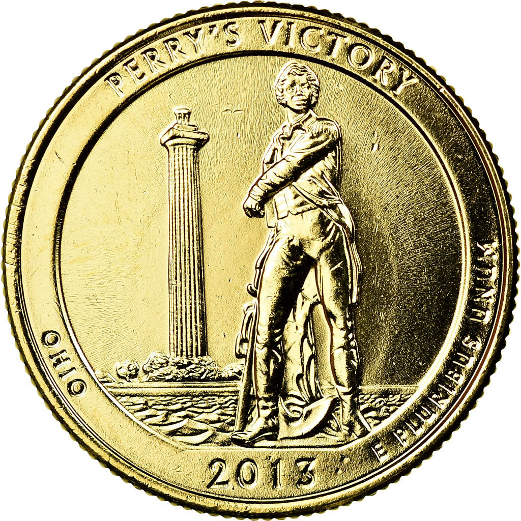 Coin, United States, Perry's Victory, Quarter, 2013, U.S. Mint, AU(55-58), Gold