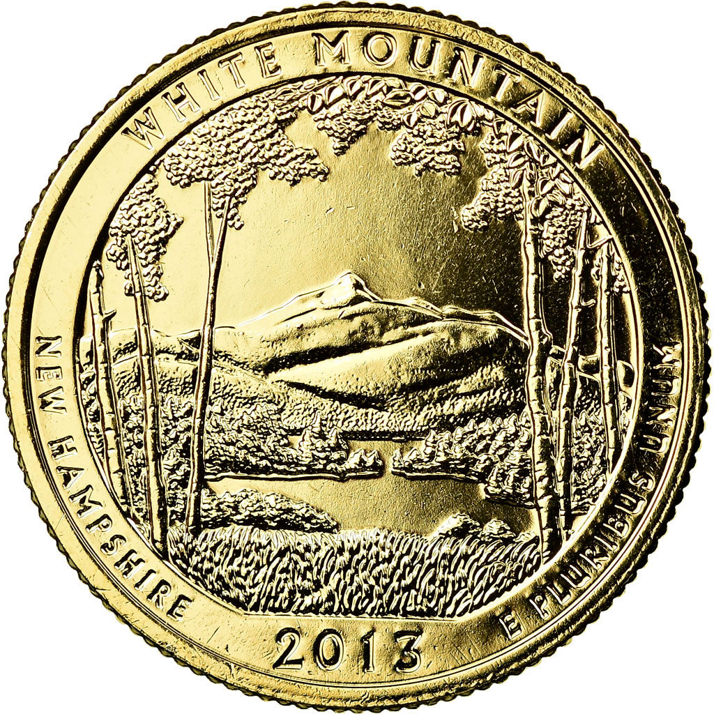 Moneta, Stati Uniti, White Mountain, Quarter, 2013, U.S. Mint, SPL-, Gold plated