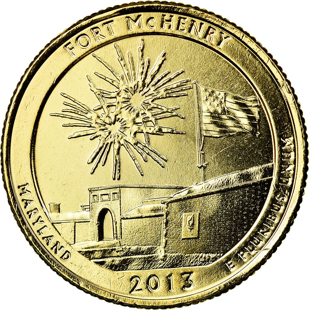 Moneta, Stati Uniti, Fort McHenry, Quarter, 2013, U.S. Mint, SPL-, Gold plated