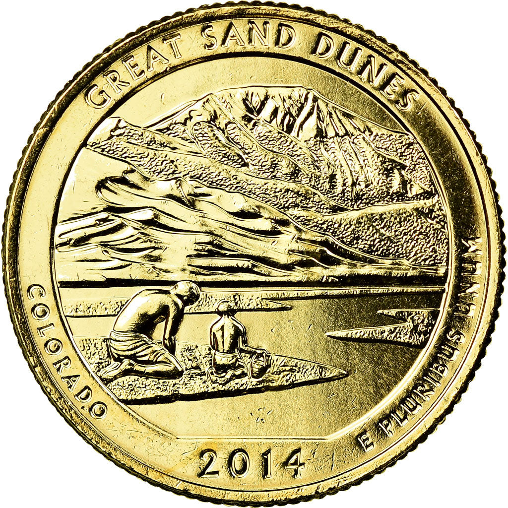 Münze, Vereinigte Staaten, Great Sand Dunes, Quarter, 2014, U.S. Mint, VZ, Gold