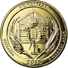 Coin, United States, Homestead, Quarter, 2015, U.S. Mint, AU(55-58), Gold plated