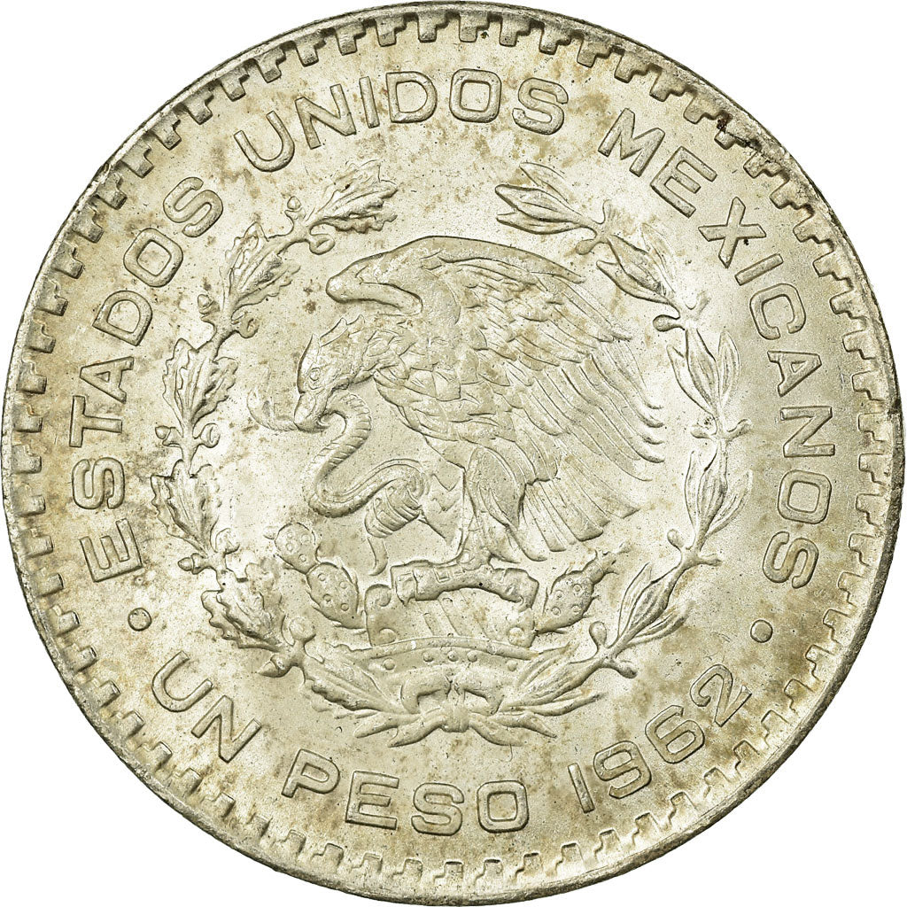 Coin, Mexico, Peso, 1962, Mexico City, EF(40-45), Silver, KM:459