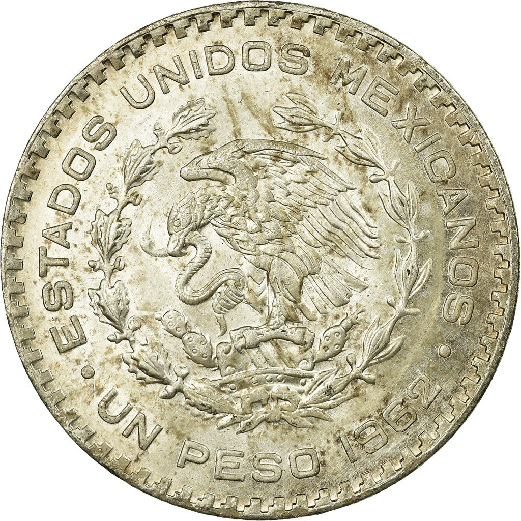 Coin, Mexico, Peso, 1962, Mexico City, EF(40-45), Silver, KM:459