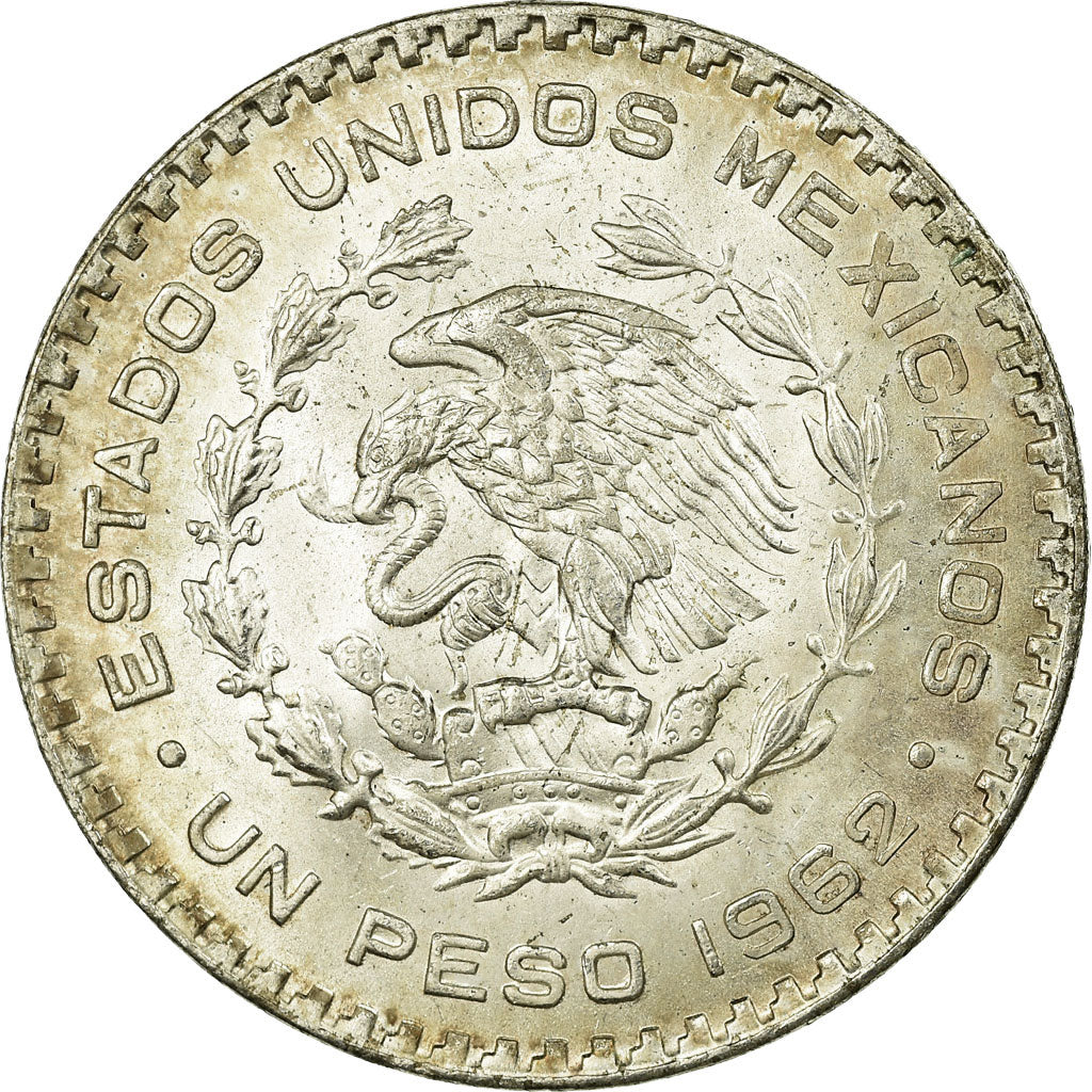 Coin, Mexico, Peso, 1962, Mexico City, EF(40-45), Silver, KM:459