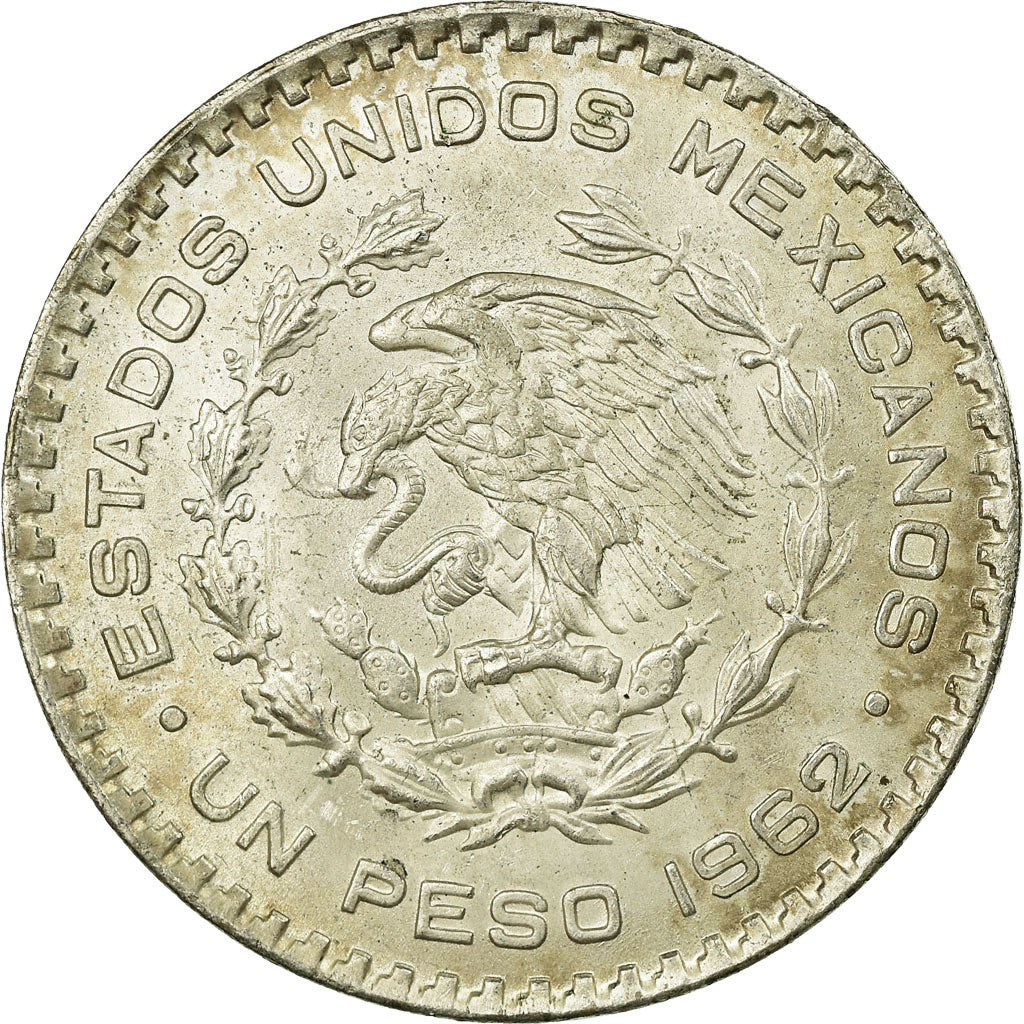 Coin, Mexico, Peso, 1962, Mexico City, EF(40-45), Silver, KM:459