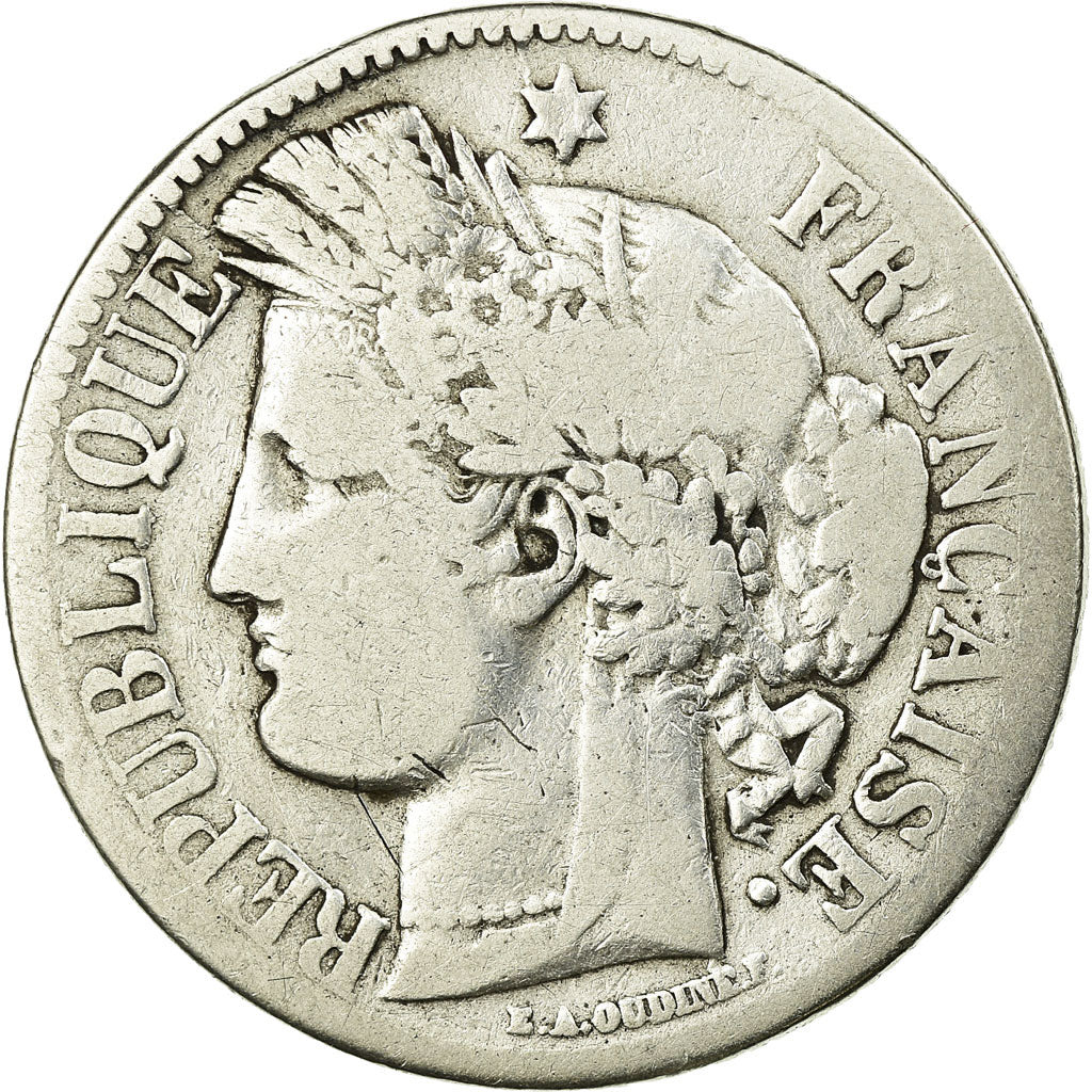 Moneta, Francia, Cérès, 2 Francs, 1871, Bordeaux, B+, Argento, KM:816.2