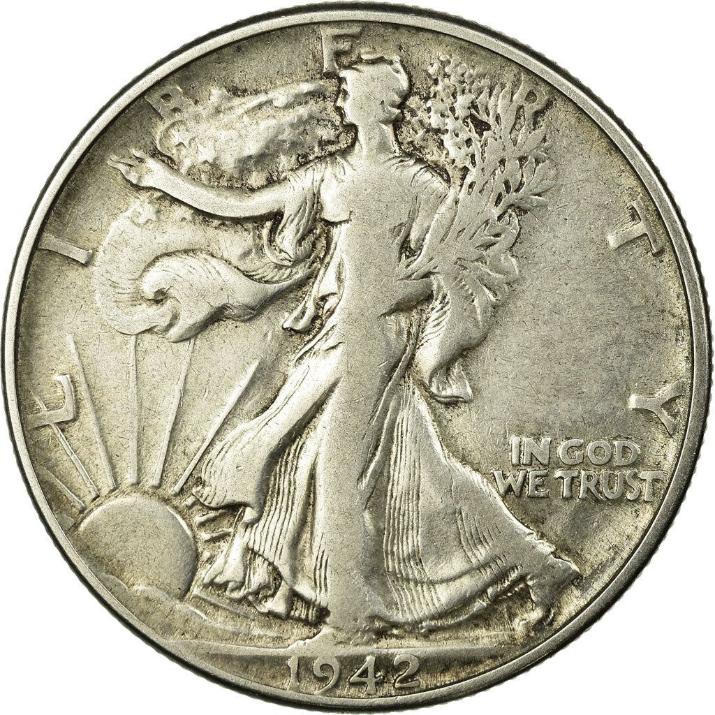 Coin, United States, Walking Liberty Half Dollar, Half Dollar, 1942, U.S. Mint