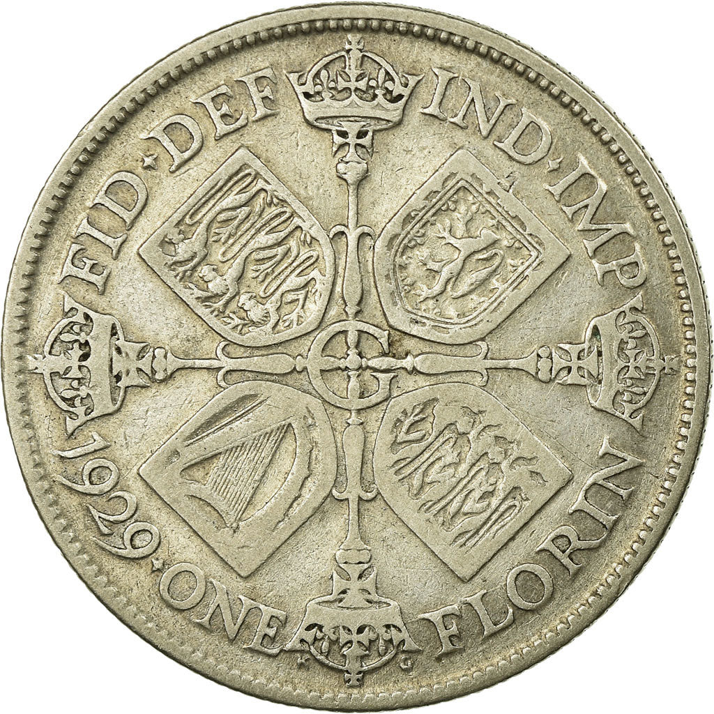 Coin, Great Britain, George V, Florin, Two Shillings, 1929, VF(30-35), Silver