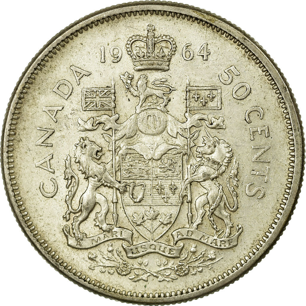 Coin, Canada, Elizabeth II, 50 Cents, 1964, Royal Canadian Mint, Ottawa