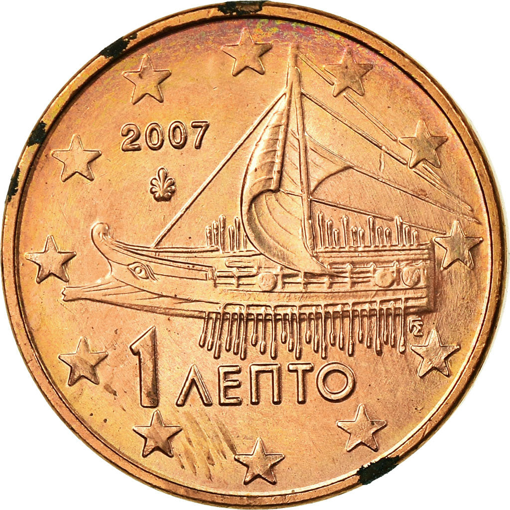 Grecia, Euro Cent, 2007, SPL, Acciaio placcato rame, KM:181